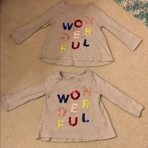 Twin girls matching WONDERFUL sequin shirts